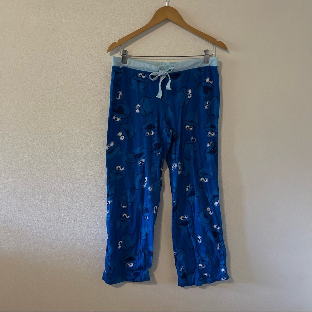 Cookie Monster Sesame Street Loungewear Pajama Pants Blue Cotton-Medium